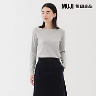 【MUJI 無印良品】女起毛針織圓領長袖T恤 M 淺灰