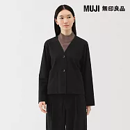 【MUJI 無印良品】女縱橫彈性起毛開襟衫 M 黑色