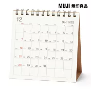 【MUJI 無印良品】蔗渣紙週日開始的六輝月曆.小/2025年12月~2026年12月/桌上型約120x120mm