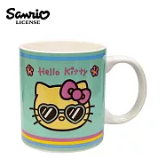 【日本正版授權】凱蒂貓 曬黑系列 陶瓷 馬克杯 290ml 咖啡杯 Hello Kitty - 藍綠色款