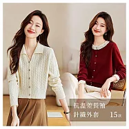 【初色】輕柔抗溫差質感修身長袖針織外套女外套-15款任選-15577(F可選) F A.白色