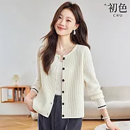 【初色】輕柔抗溫差質感修身長袖針織外套女外套-15款任選-15577(F可選) F G.白色