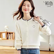 【初色】輕柔抗溫差質感修身長袖針織外套女外套-15款任選-15577(F可選) F H.白色