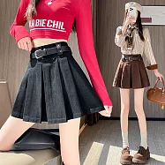 【MsMore】 甜酷辣妹學院百褶裙小個子百搭A字休閒短裙# 125612 2XL 黑色