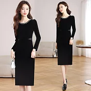 【MsMore】 小香風長袖高貴禮服洋裝# 125639 M 黑色