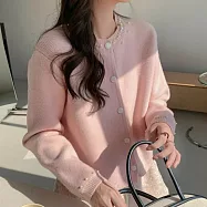 【MsMore】 韓系溫柔風軟糯寬鬆加厚毛衣外套# 125645 FREE 玫紅色