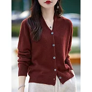 【MsMore】 法式V領寬鬆外套毛衣長袖針織上衣# 125745 FREE 紅色