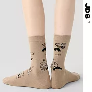 【JDS設計襪】精梳棉塗鴉設計襪 * 困呆呆喵/淺棕