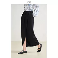 ltyp旅途原品 人字紋天絲亞麻斜開衩半身裙裹身黑色直筒半裙女 M L M 經典黑
