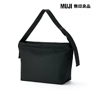 【MUJI 無印良品】再生聚酯纖維寬背帶肩背包 黑色