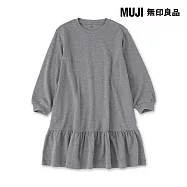 【MUJI 無印良品】兒童雙面起毛圓領長袖洋裝 110 墨灰