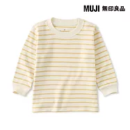 【MUJI 無印良品】幼兒容易穿脫雙面起毛圓領長袖T恤 80 煙燻黃橫紋