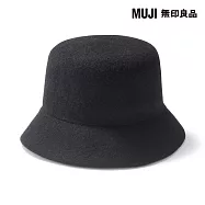 【MUJI 無印良品】羊毛平頂有簷帽57.5-59cm 黑色