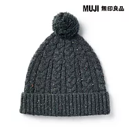 【MUJI 無印良品】兒童再生聚酯纖維混伸縮針織帽50-54cm 深灰