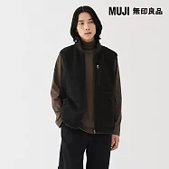 【MUJI 無印良品】男絨毛刷毛背心 S 黑色