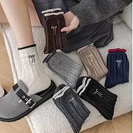 【Missking 1983】蝴蝶結刺繡羊毛中筒襪堆堆襪 (4雙組)