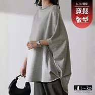 【Jilli~ko】日系寬鬆拼接蝙蝠袖圓領上衣 J12506 FREE 灰色