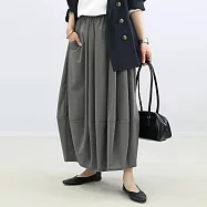 【Jilli~ko】日系高腰燈籠花苞繭型長裙 J12501 FREE 灰色