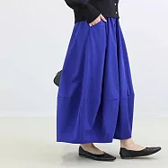 【Jilli~ko】日系高腰燈籠花苞繭型長裙 J12501 FREE 藍色