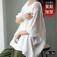 【Jilli~ko】日系不規則寬鬆大碼蝙蝠袖上衣 398 FREE 白色
