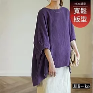 【Jilli~ko】日系不規則寬鬆大碼蝙蝠袖上衣 398 FREE 紫色