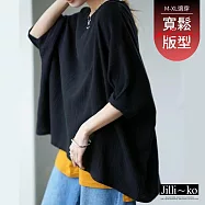 【Jilli~ko】日系不規則寬鬆大碼蝙蝠袖上衣 398 FREE 黑色