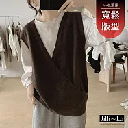 【Jilli~ko】不規則針織背心寬鬆顯瘦簡約馬甲 J12505 FREE 咖色