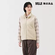 【MUJI 無印良品】女絨毛刷毛背心 S 象牙白