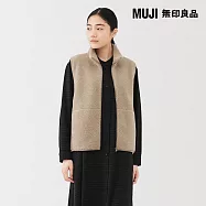 【MUJI 無印良品】女絨毛刷毛背心 S 淺米
