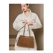 O-ni O-ni全新品精選優質頭層牛皮加厚磨砂麂皮大容量休閒時尚百搭輕旅行托特包(品質保證)(bag-6149) 棕色