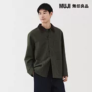 【MUJI 無印良品】男吉貝木棉混燈芯絨領工作外套 L 深綠