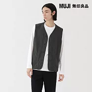 【MUJI 無印良品】男刷毛背心 S 墨灰