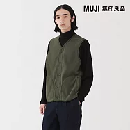【MUJI 無印良品】男刷毛背心 L 卡其綠