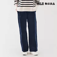 【MUJI 無印良品】女彈性燈芯絨舒適直筒褲 L 深藍