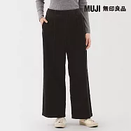 【MUJI 無印良品】女吉貝木棉混燈芯絨打褶寬版褲 XL 深棕