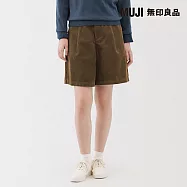 【MUJI 無印良品】女吉貝木棉混燈芯絨褲裙 M 深米