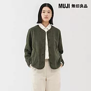 【MUJI 無印良品】女刷毛開襟衫 XL 卡其綠