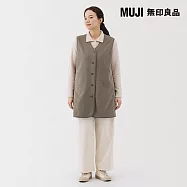 【MUJI 無印良品】女刷毛長版背心 XL 摩卡棕