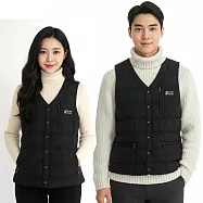 【遊遍天下】男女款防潑水防風無領V領保暖羽絨背心 5XL 黑色