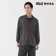 【MUJI 無印良品】男羊毛混天竺襯衫式開襟衫 S 灰白