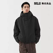 【MUJI 無印良品】男防風撥水加工鋪棉連帽外套 S 黑色
