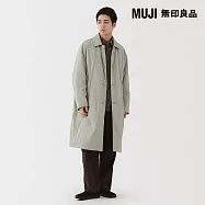 【MUJI 無印良品】男撥水加工蓬鬆鋪棉折領大衣 S 灰銀