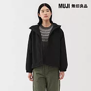 【MUJI 無印良品】女蓬鬆鋪棉連帽外套 S 黑色