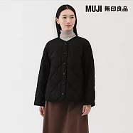 【MUJI 無印良品】女蓬鬆鋪棉刺縫外套 S 黑色