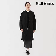 【MUJI 無印良品】女蓬鬆鋪棉刺縫大衣 S 黑色