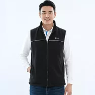 【遊遍天下】男女款防風刷毛保暖機能雙面穿背心 2XL 黑色