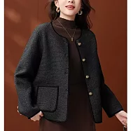 【MsMore】 大碼外套小香風時尚長袖休閒# 126337 FREE 黑色