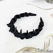 【卡樂熊】基本高顱頂齒梳造型髮箍- 緞面黑