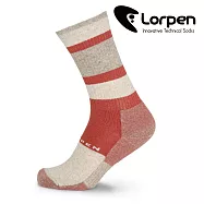 Lorpen 羊毛休閒襪 MLWEC 【米白紅】S-M (西班牙製造 羊毛襪) S 米白紅