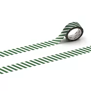 【日本mt和紙膠帶】1P Deco系列 ‧ 斜條紋/深綠色